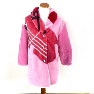 Vintage Lady Footlocker Pink‎ Fleece Oversized Coat Women's Sz Small